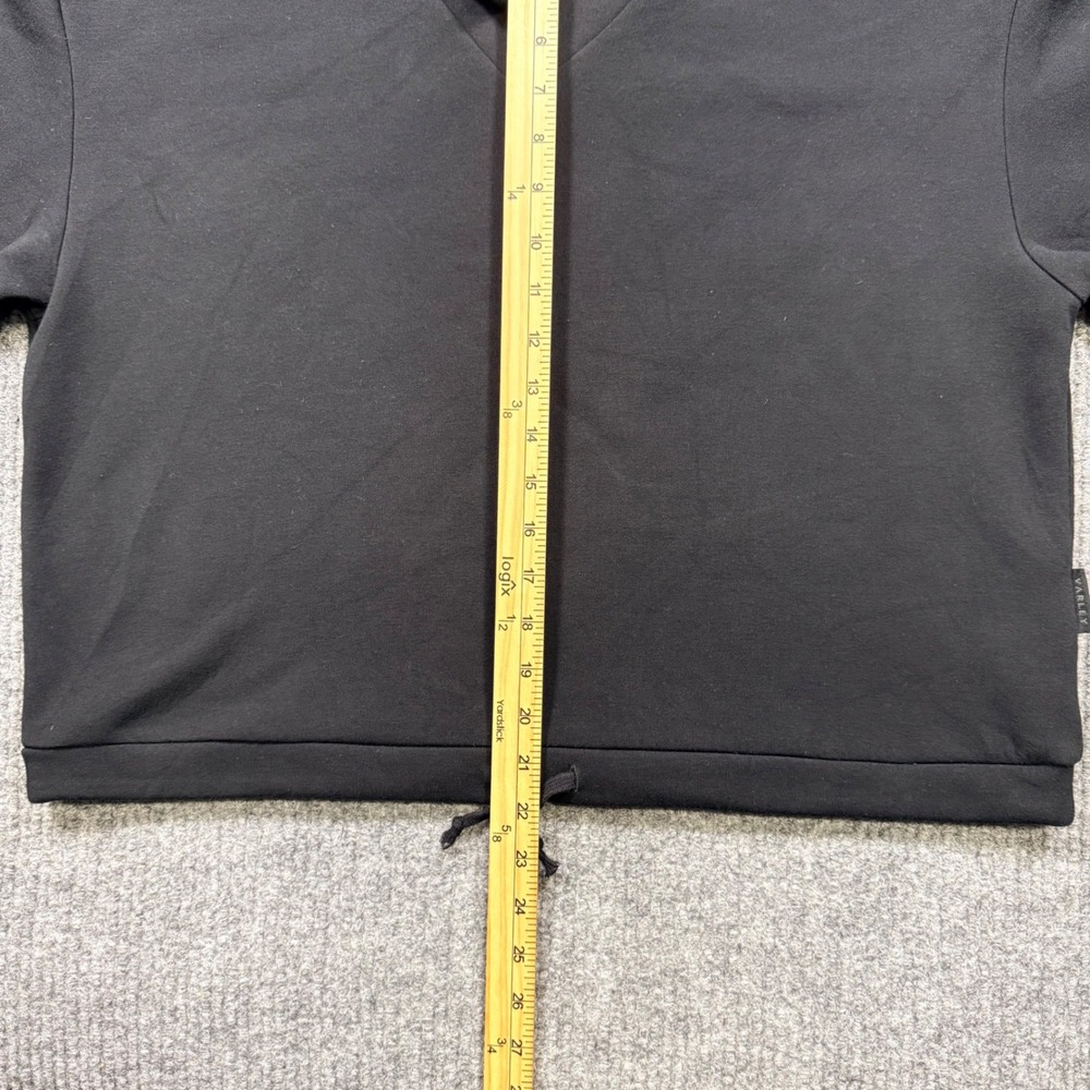 Varley DoubleSoft Black V-Neck Sweatshirt Drawstring Hem Medium - Picture 6 of 8